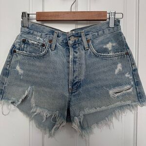 AGOLDE Light wash high waisted shorts 'Parker'